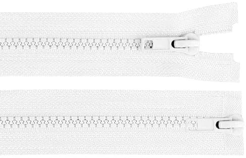 1 Reißverschluss 2-Wege 5mm 85 cm teilbar Autolock Doppelzipper Farbwahl, Farbe:weiß