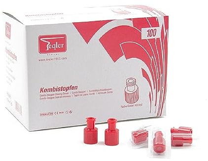 Teqler Kombistopfen, Luer-Lock, 100 Stück rot