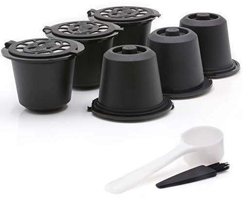 zalati Lot de 6 capsules de café rechargeables réutilisables avec cuillère et brosse pour tasses Nespresso compatibles OriginalLine