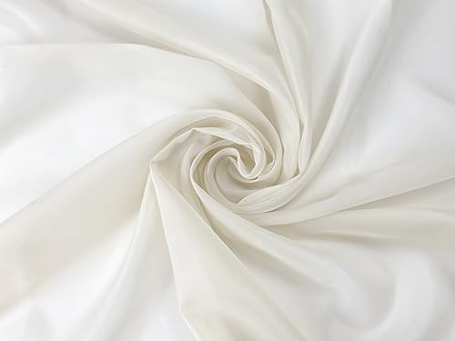 Voile Stoff Meterware am Stück - 150 cm Breite - Gardienenstoff, Dekostoff zum Nähen - Hellbeige