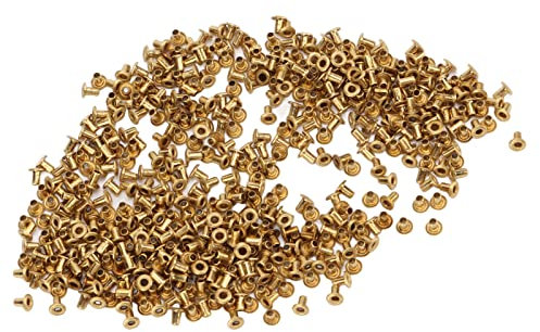 Rivets Creux 500 Pièces Tube 500 Pièces Sac Accessoires Capnail Cuivre Cuir Laiton Bricolage Rivet Cuivre Oeillet Rivet Creux Maroquinerie Rivets (1.5x3x3mm)
