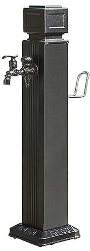 Outdoor Water Column with Faucet, Retro Black Hose Holder Garden Hose Tap Post Vertical Bibcock Pillar Fountain for Farm Courtyard Patio, With Pressurized Water Hose Gun (Color : Black d, Size : Tal