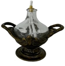 Lumetto lume de latón bruñido con ampolla de cristal artesanal, fabricado en Italia