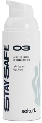 salted. Leichtes Tages- und Nachtfluid | 50 ml | Spendet Feuchtigkeit ohne zu fetten | Mit Vitamin E und Jojobaöl | Pflegende Gesichtscreme | Für ölige und Mischhaut | Vegan | Parfümfrei | Pure