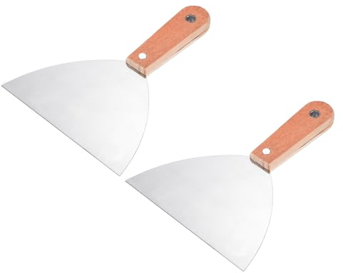 PATIKIL 6 Spachtel 2 Pack Edelstahl Klinge Abstreifer mit Hölzerner Handgriff für Reparaturen Wandfarbe Ablösen Entfernen Tapete