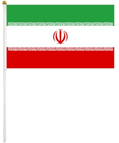 Iran-Flaggen, 14 x 21,6 cm, kleine Handflaggen mit Stäbchen, iranische Nationalflaggen, doppelseitig, lebendige Farben, UV-beständig, für drinnen und draußen, 20 Stück