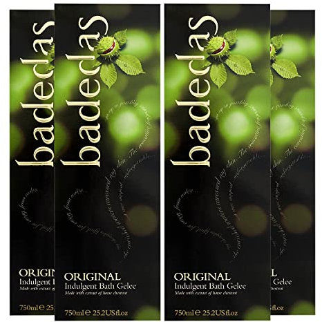 Badedas Original Indulgent Bubble Gel de baño enriquecido con extracto natural de castaño de indias para un baño de burbujas de lujo, paquete de 4 unidades de 750 ml