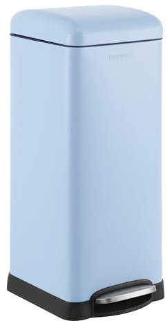 happimess HPM1007I Betty Retro Poubelle à ouverture étagée, résistante aux traces de doigts, moderne, minimaliste pour la maison, cuisine, buanderie, bureau, chambre à coucher, salle de bain, bleu