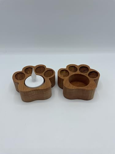 2X Teelichthalter Kerzenhalter in Form Einer Pfote Hundepfote Hund Katze (Buchenholz)