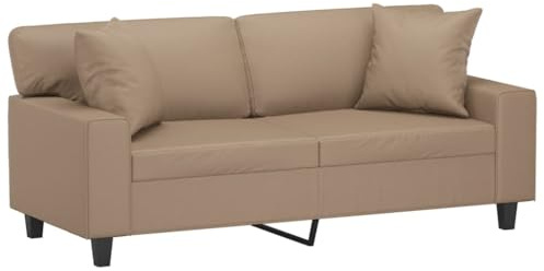 vidaXL Sofa 2 Sitzer, Couch mit Zierkissen, Liegesofa für Wohnzimmer, Polstersofa Sessel Relaxsofa Loungesofa Relaxcouch, Cappuccino Braun Kunstleder