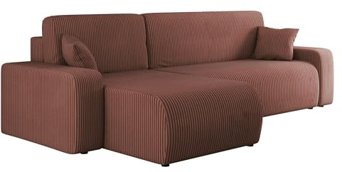 Mirjan24 Ecksofa Pixalo L Cord, Design Eckcouch, Couch mit Schlaffunktion und Bettkasten, Wohnlandschaft, Bettfunktion L-Form Sofa, Ottomane universell (Poso 29)