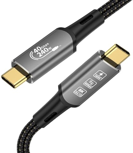 YIWENTEC USB4 8K Cable male male Thunderbolt 4 Compatible USB 4 Type-c Cable Ultra HD 8K@60Hz 240W Charging 40Gbps Data Compatible with External SSD eGPU (0.5M)