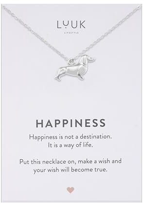 LUUK LIFESTYLE Edelstahlkette mit ausgefallenem Anhänger, Motiv Dackel I Hund, Schmuckgeschenk für Hundeliebhaber, Schutzengel, Silber