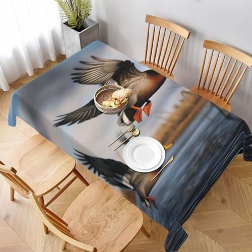 KCGSDEGV Rechteckige Tischdecke mit Jagd-Motiv fliegende Wildenten, 228 x 152 cm, wasserabweisend, waschbar, Tischdecken für Küche und Esszimmer