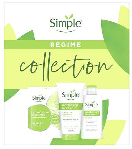 Simple Kind to Skin Regime 3 piece Gift Set with Face Wash, Sheet Mask & Moisturiser Perfect for Any Occasion