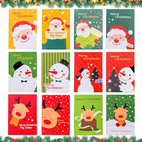 Auzlya 24 stück Mini Notizblock Weihnachten,Weihnachts Notizbuch,Weihnachten Cartoon Notebook,Weihnachten Notizblöcke Kinder,Weihnachten Party Geschenke Bag Fillers,Zufälliges Farbmuster