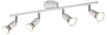 WatioWave Regleta 4 focos GU10 blanca, diseño moderno, ideal para iluminar espacios y crear ambientes acogedores.