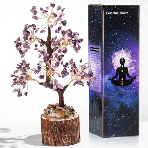 AWARDSEN Ametista Cristallo Albero di Cristallo, Viola Pietra Gemma Decorazione Bonsai, Albero Di Soldi, Decorazione Spirituale Esoterica Feng Shui, Regalo Spirituale per Donna
