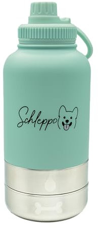 Gourde de voyage en acier inoxydable pour chien - 950 ml - Multifonction - Bol isotherme pour nourriture et eau pour chiens - Idéale pour les déplacements - Bleu clair - 950 ml