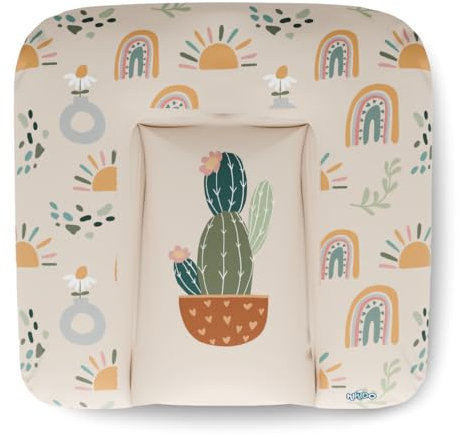 Kikido Materassino Fasciatoio 70x75 - Cactus - Cuscino Fasciatoio Lavabile per Cambio Pannolino - Materasso Fasciatoio Neonato per Cassettiera Impermeabile 75x70 - Universale