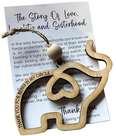Sisterhood Elefanten-Ornament, hölzerner Elefanten-Weihnachtsschmuck, Elefanten-Ornament mit Einer Geschichte von Liebe und Treue, Weihnachts-Freundschafts-Elefant-Ornament für Freundschaft