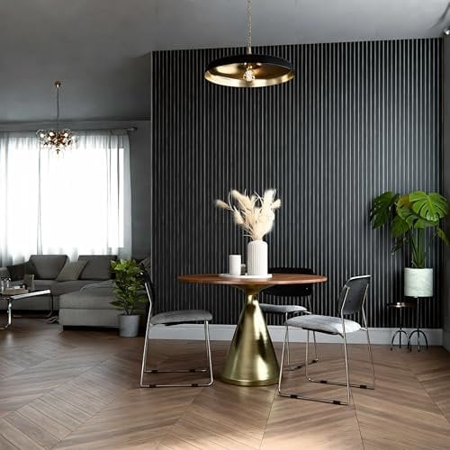 Lot de 2 Panneaux Tasseaux Bois - Noir Feutre Blanc - 2,88 m², 2500 x 600 mm, Mon Marché Déco