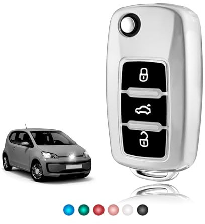 TOOMUME Coque Clé TPU Brillant, Etui Clé Étui Clé Adapté pour VW Volkswagen Golf 4/5/6 Multivan T5 Polo Up Caddy Beetle Sharan Jetta Bora Seat Ibiza Skoda Fabia