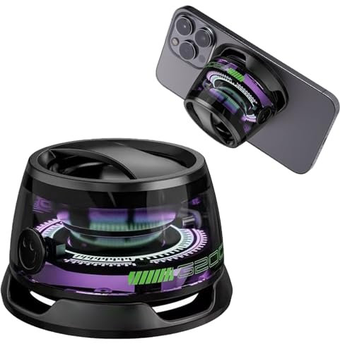 Magnetic Bluetooth Speaker - 5W Mini Portable Bluetooth Speaker, Multifunctional Phone Stand Speaker, Waterproof G200 Wireless Magnetic Bluetooth Speaker, with RGB Light, for Outdoor Travel (Black)