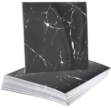 sourcing map Lot de 20 carreaux de marbre à décoller et à coller, panneau mural imperméable, carreaux de douche en PVC pour salle de bain, cuisine, salon, motif racines noires et blanches, 30,5 x 30,5