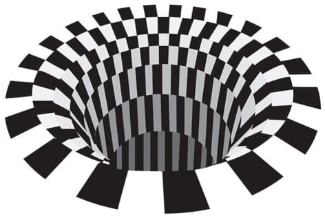 FengQingHuaGG Runder Vortex-Teppich, 3D-Illusionsteppich, schwarz-weiß kariert, runde Teppiche, rutschfeste Fußmatte, für Zuhause, Schlafzimmer, Wohnzimmer, Dekoration, 160 cm