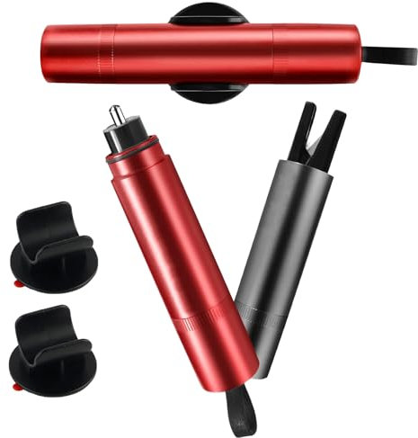 LCUHAVA Rompe Cristales y Cinturones, 3 PCS Martillo Rompe Cristales Coche 1,6 x 9 cm, 2 en 1 Corta Cinturones Rompe Cristales, Martillo de Seguridad, para Coches, Autobuses y Otros Vehículos