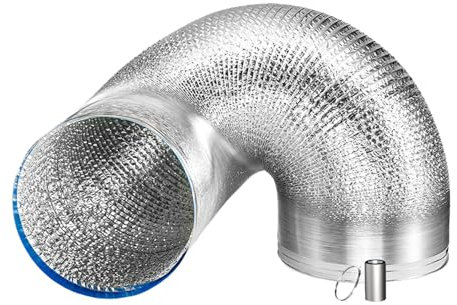 FOELANNE Conduits en Aluminium ， Tuyau d'échappement Flexible et Flexible for climatiseur, for Applications Multiples, avec 1 Collier de Serrage et Ruban adhésif(5m 250mm)
