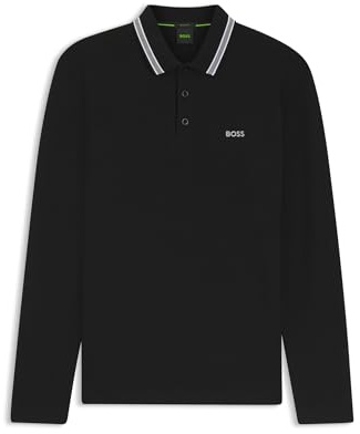 BOSS Herren Plisy Longsleeve-Poloshirt aus Baumwoll-Piqué mit Details am Kragen