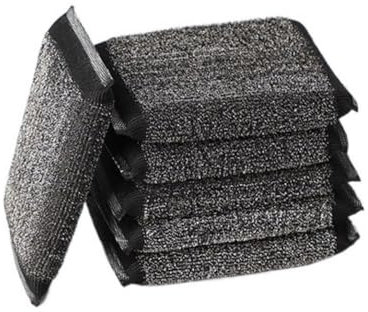 Lot de 6 éponges à récurer rectangulaires épaisses et anti-rayures pour vaisselle (noir)