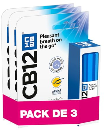 CB12 - Spray Haleine Fraîche sans Alcool - Arôme Menthe - 3x15 ml | Combat la mauvaise haleine - Recommandé par les dentistes de l'UFSBD - Fraîcheur instantanée - Utilisation quotidienne