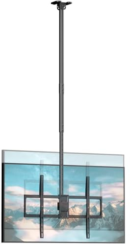 Supporto da soffitto per TV Putilsen per TV da 50-100 pollici piatte e curve fino a 80 kg, staffa TV a rotazione completa 360° con altezza regolabile, inclinazione e rotazione, VESA max 800x600mm