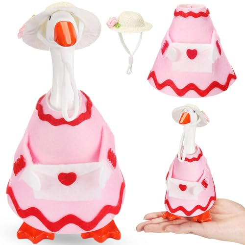 AmazingSpark 1 Set Valentine's Day Mini Desk Goose 7 Inch Magnetic Goose Statue Key Holder Red Romantic Valentine Clothes for Magnetic Duck Statue Table Desk Key Holder Decor (Pink,Envelope)