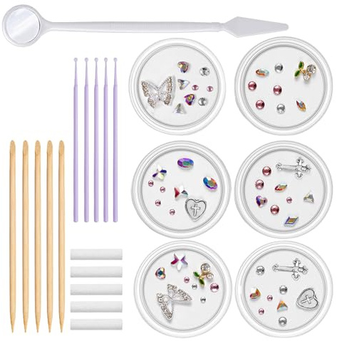 Zahnsteine – Set mit künstlichen Zahnersatz mit Strasssteinen | verschiedene Farben, professionelles Zahnstein-Set | Kreatives Zahnstein-Set