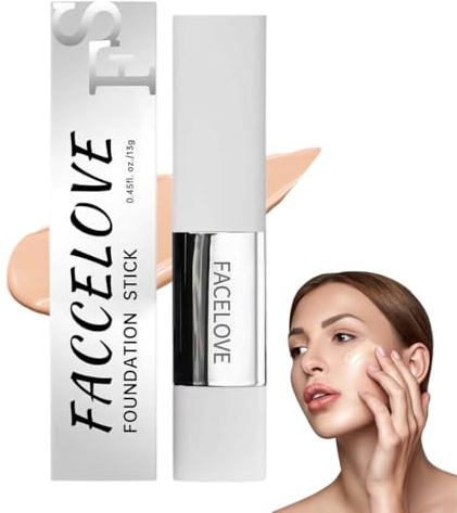 Facelove Foundation Stick, 2026 Neu 2-in-1 Foundation Stick mit Pinsel, Veränderbares foundation-duo mit lsf 15, Korean Make up, Gesichtsgrundierung für Alle Hauttypen (Natürlich)