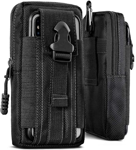 ONEFLOW Survival Case für Xiaomi 17 Handy Gürteltasche aus Nylon mit Karabiner, Taktische EDC Tasche mit Gürtel Halterung, Etui Handyhülle Outdoor Handytasche, Schwarz