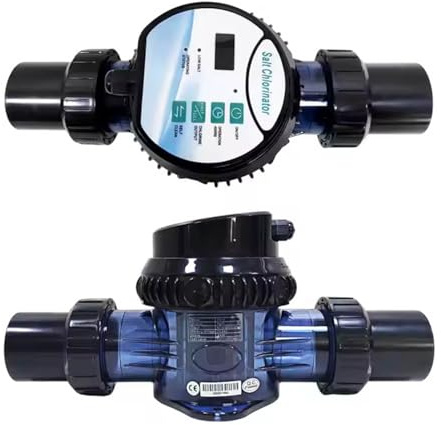 XueFulxion clorazione Sale gestito da App Smartphone, generatore Cloro elettrolitico cella Titanio autopulente Regolabile 2-10g/h per Piscine 10~50m³ Interne ed Esterne 10g