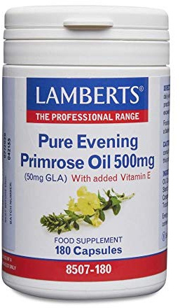 Lamberts Pure Evening Primrose Oil 500mg – Natural GLA Source with Vitamin E – Easy-Swallow Capsules – 180 Softgels – Omega 6 Supplement