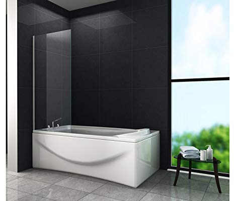 home-systeme Fixe Duschtrennwand Hugo 75 x 160 cm Badewannenabtrennung Duschwand Dusche Glas Chrome Aluminium