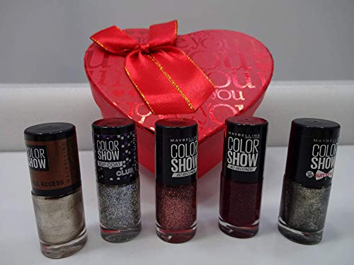 Glitter Nail Collection Gift Set, Maybelline Colour Show Nail Colour 7ml x 5 Nail Colour Gift Set *Christmas Collection*