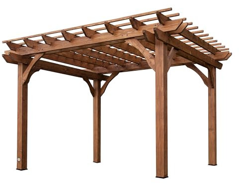 Backyard Discovery Wooden Pergola | Shelter for Patio, Veranda, Outdoor Garden Shade, Heavy Duty Cedar Frame, Galvanized Steel Hardware, Waterproof, 100% Cedar Wood | 3.6m x 3m (12ft x 10ft)