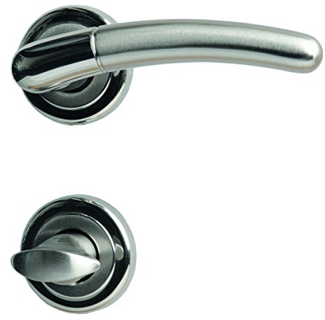 Alpertec Betty - R Messing chrom satiniert für Badtüren WC Drückergarnitur Türdrücker Türbeschläge, 32960593