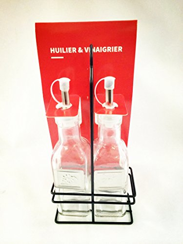 Set mit Öl & Essig aus Glas + Metallständer