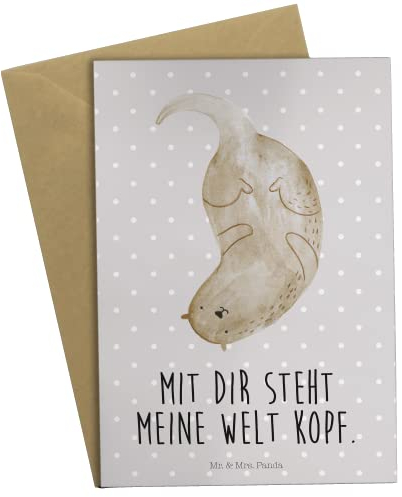 Mr. & Mrs. Panda Grußkarte Otter Kopfüber - Geschenk, Fischotter, Seeotter, Geburtstagskarte, Otter Seeotter See Otter, Hochzeitskarte,