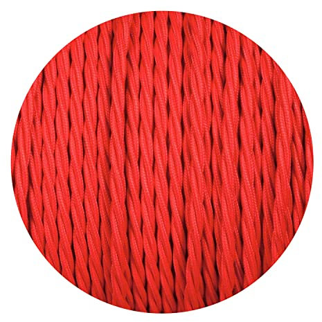 LEDSone Câble électrique textile torsadé rouge à 3 conducteurs de 10 mètres, câble flexible en soie tressée antique, cordon de lampe pour projets de bricolage