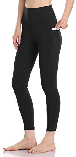 Colorfulkoala 7/8 Leggings Damen mit Taschen High Waist Sportleggings Blickdicht Scrunch Bauchweg Yogahose Sporthose Leggins, Schwarz, S, 36 38